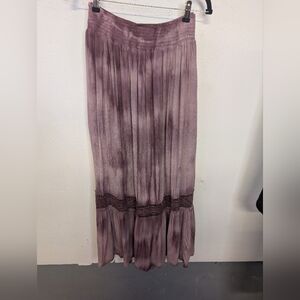 Purple Tie-Dye Skirt Elastic Waist Crochet Band Maxi Bohemian XL